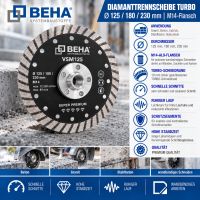 Diamanttrennscheibe TURBO Ø125 mm M14-Flansch für wandbündiges Schneiden