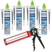 4 x Verbundmörtel Expressmörtel bis -20°C, 8 Mischer + 1 Hochleistungs- Auspresspistole