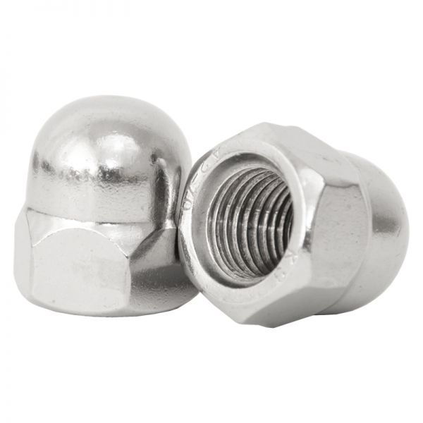 M6 Hutmuttern Edelstahl A2 - 100 Stück DIN1587, 10mm Schlüsselweite