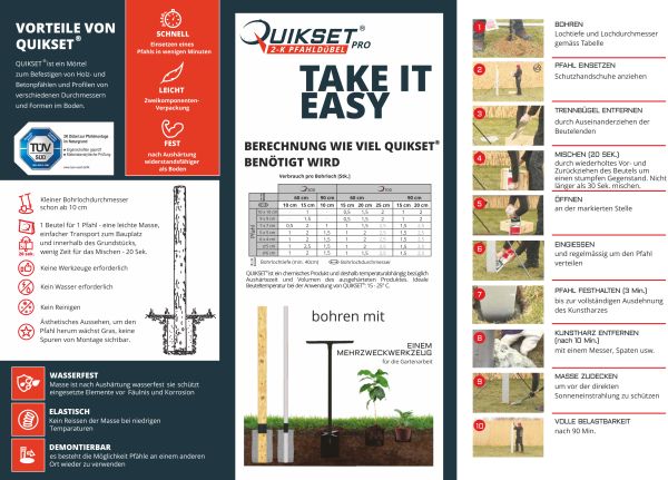 Quikset Pro, 2 K Pfahl Dübel