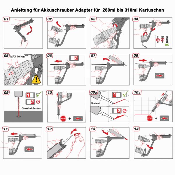 Akkuschrauber Adapter für 280ml & 300ml Kartuschen