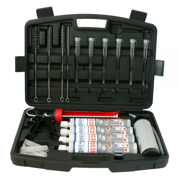 Premium Verbundmörtel HQC300 Bohrlochbürsten Ausbläser Mischer Hülsen Presse im Kofferset