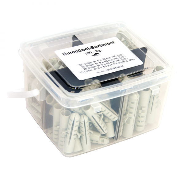 190- tlg. Euro-Dübelset, Spreizdübel, Dübel Set, Universaldübel im praktischen Henkeleimer