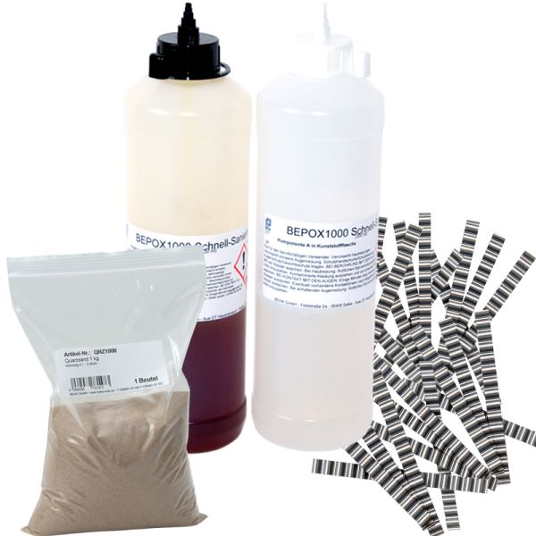 BEPOX1000 + 30 Stk. Estrichkl. + 500g Sand