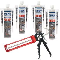 4 x Premium Verbundmörtel + 8 Mischdüsen + Auspresspistole Ankerkleber Injektionsmörtel